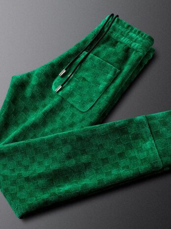 colorful green three-dimensional embroidered corduroy pants