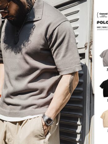 Casual Lapel Knit Polo T Shirt