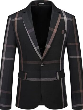 Mens Suits 3 Piece Check Plaid Suit