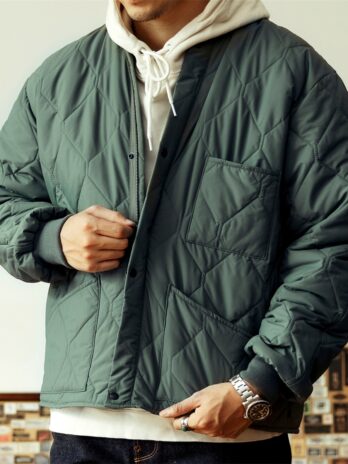 Quilted Liner Coat Vintage Military Style Mens Bomber Jacket