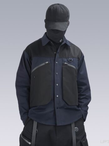 two colour long sleeve work shirt multiple pockets cotton techwear